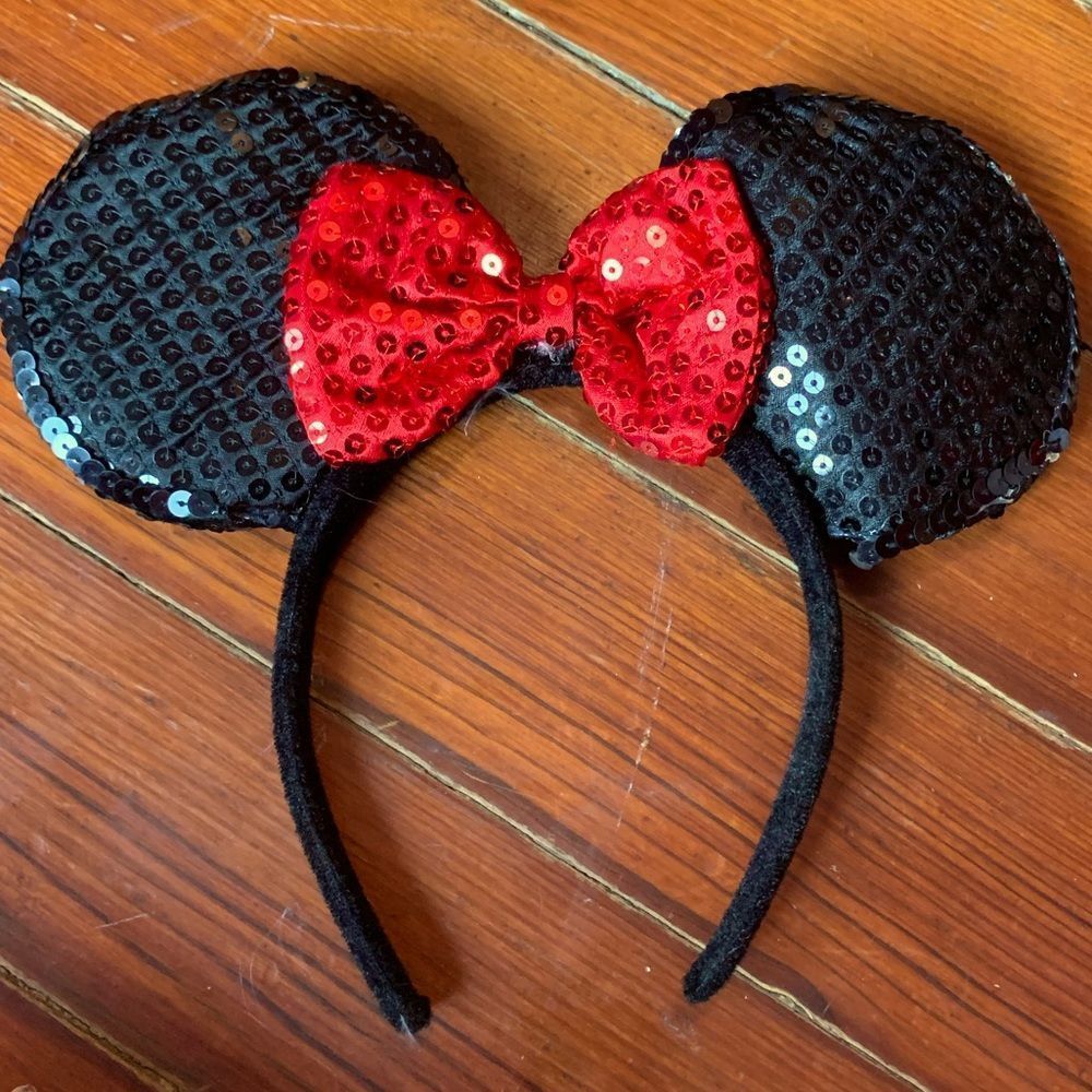 Disney Minnie Mickey Mouse Sequin Ears Headband Bow - Picture 2 of 9